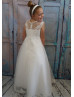 Ivory Lace Gorgeous Long Flower Girl Dress